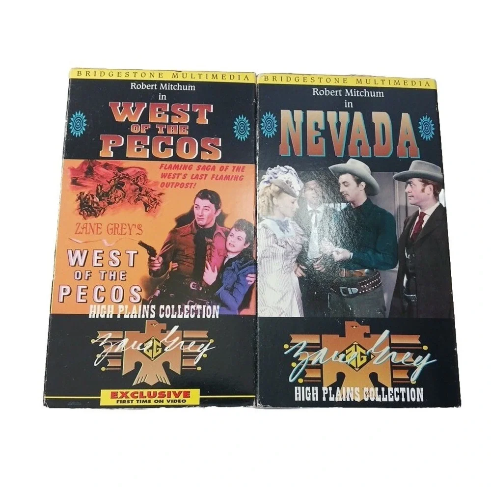Robert Mitchum Western VHS Lot West of the Pecos & Nevada Zane‎ Grey High Plains